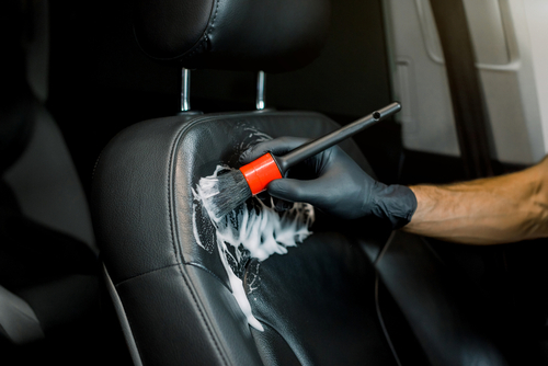 Close,up,cropped,image,of,washing,car,interior,and,seat